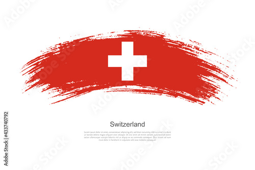 Curve style brush painted grunge flag of Switzerland country in artistic style