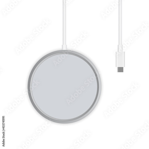 Wireless Charger Mockup Isolated on White Background. Vector Illustration