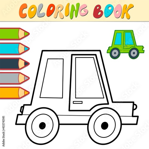 Coloring book or page for kids. car black and white vector
