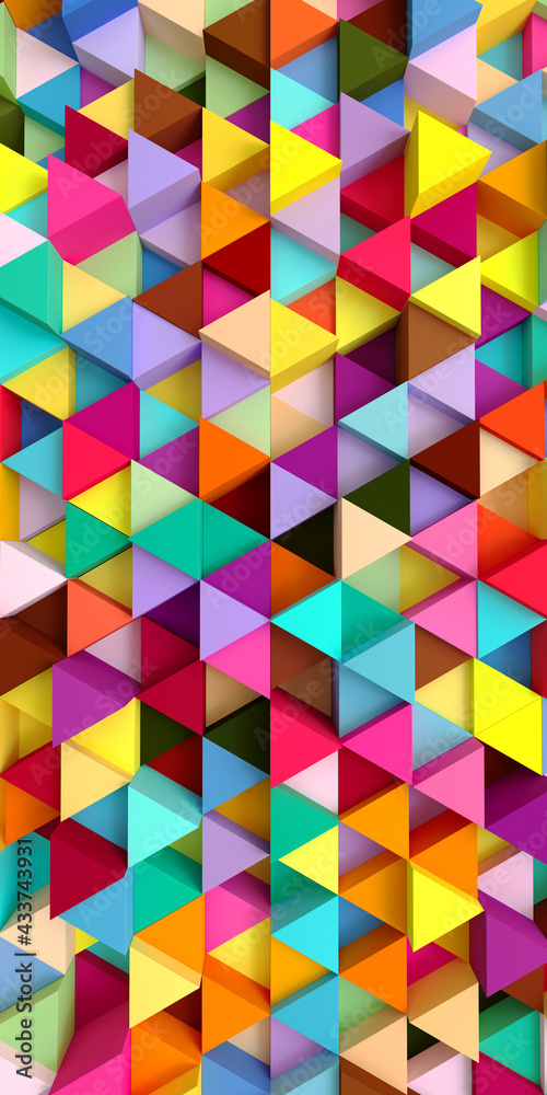 The texture of the volumetric multi-colored triangles. For smartphone. The texture of the volumetric multi-colored triangles. For smartphone.
