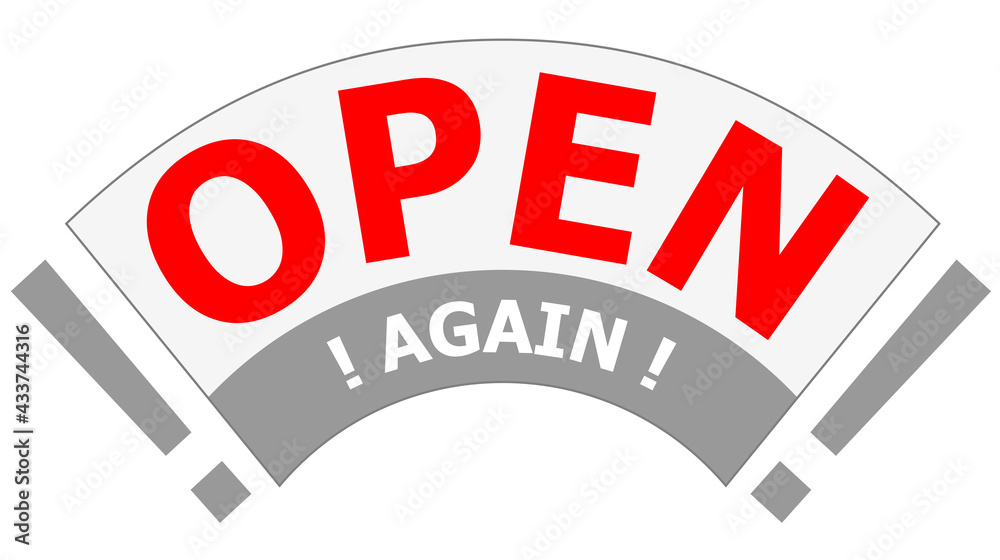 Open Store Sign for Shop. Simple dynamic open again sign in red color, vector illustration. Open Store Sign for Shop. Simple dynamic open again sign in red color, vector illustration.