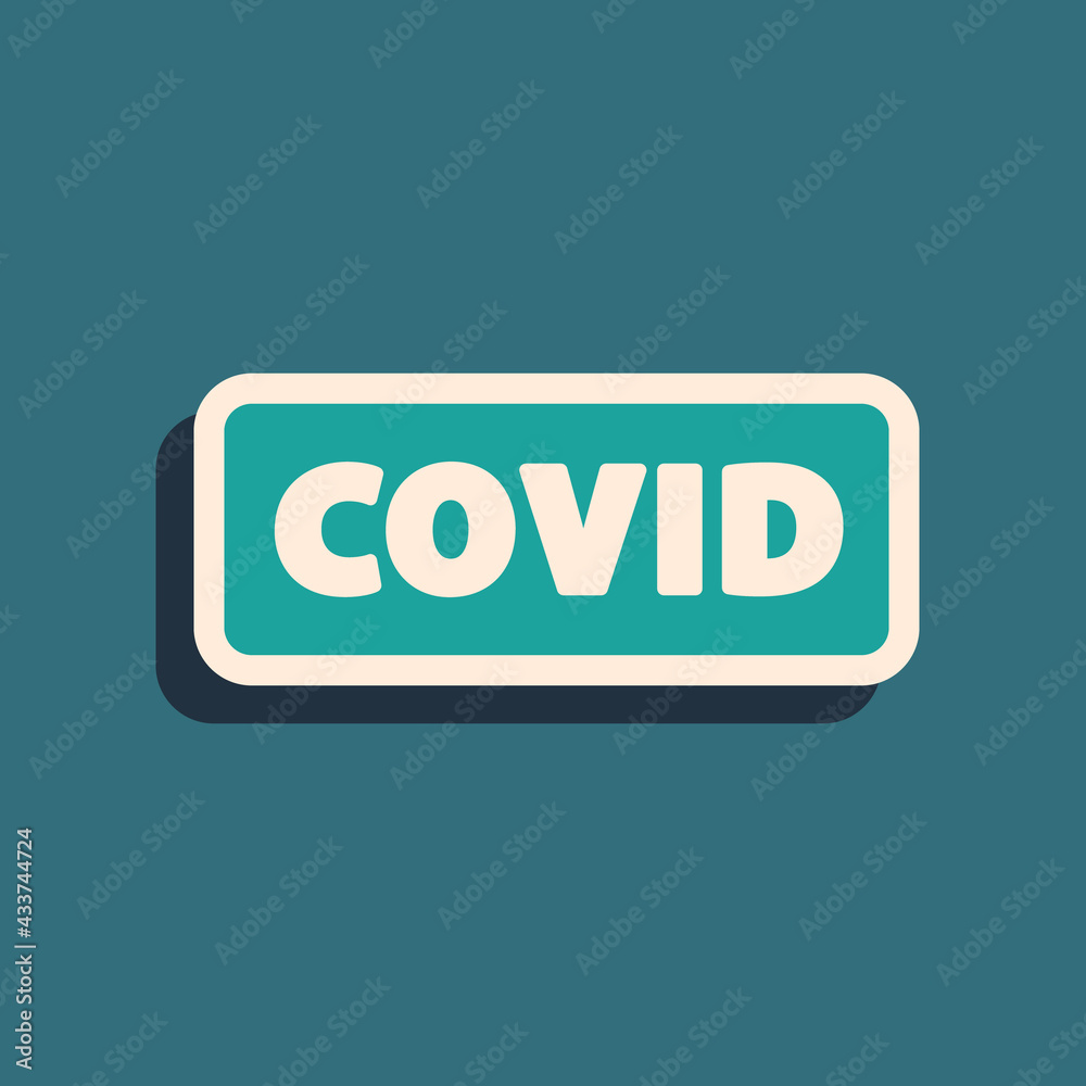 Green Corona virus covid-19 icon isolated on green background. Bacteria and germs, cell cancer, microbe, fungi. Long shadow style. Vector. Green Corona virus covid-19 icon isolated on green background. Bacteria and germs, cell cancer, microbe, fungi. Long shadow style. Vector.