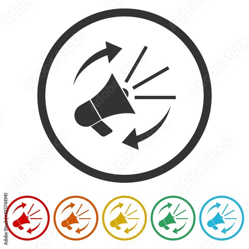 Brand megaphone ring icon color set