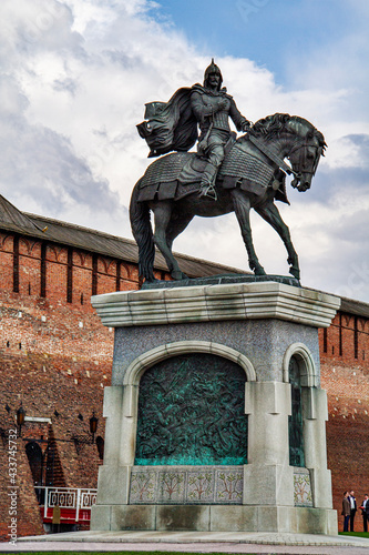 Statue of Prince Dmitriy Donskoi near Kremlin walls of Kolomna, Russia photo