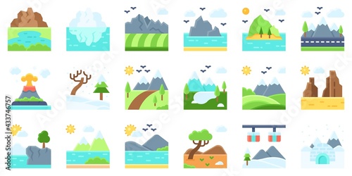 Landscape flat icon set 2 vector illustration