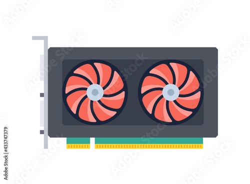 Video card. Technology extraction crypto currency. Vector illustration.