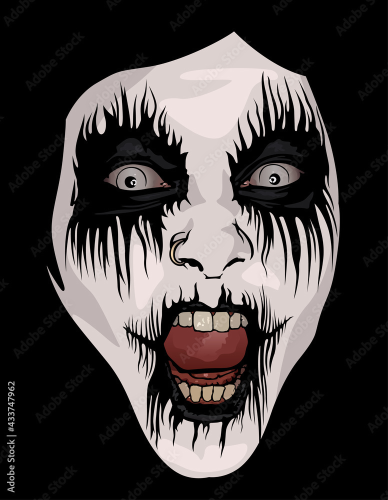 Corpse Paint Makeup - Black and White Sketch as Design Element for Black  Metal or Death Metal or Metal Music Design, Vector Illustration Stock  Vector | Adobe Stock