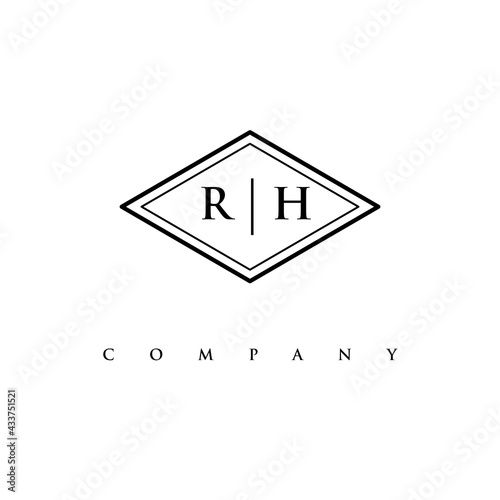 initial RH logo design vector