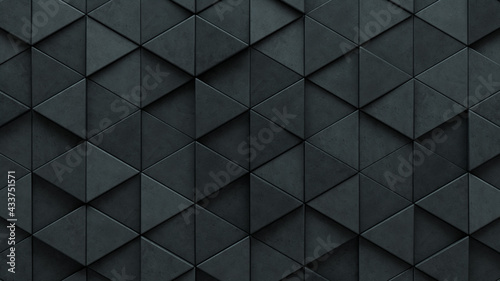 Concrete, Triangular Mosaic Tiles arranged in the shape of a wall. Polished, 3D, Bricks stacked to create a Semigloss block background. 3D Render