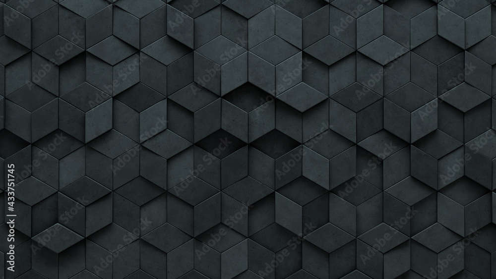 3D, Concrete Wall background with tiles. Diamond shaped, tile Wallpaper