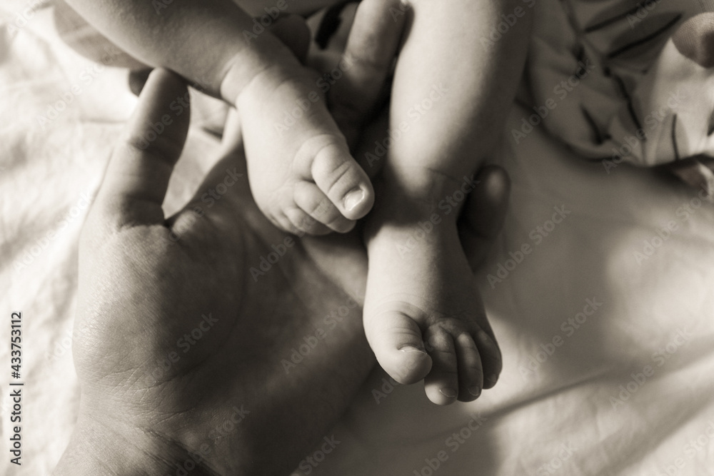 Baby feet in black and white Baby feet in black and white