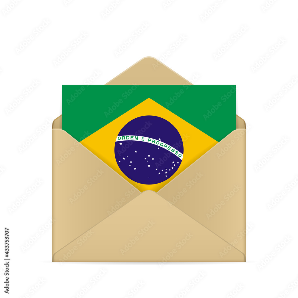 Obraz premium Envelope with Brazil flag