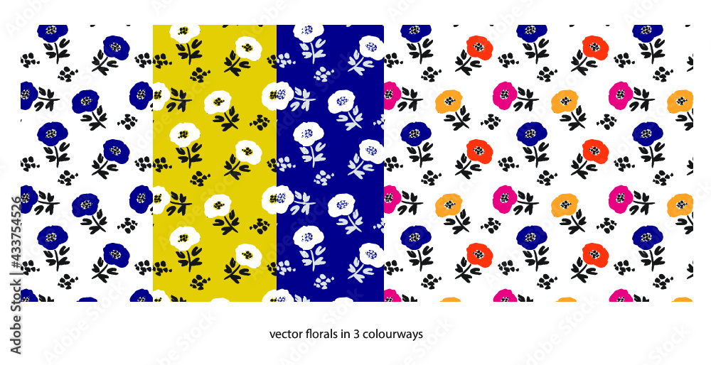 seamless floral pattern in 4 colourways seamless floral pattern in 4 colourways
