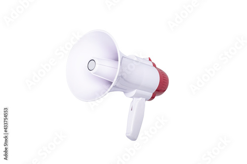 white megaphone on a white background. Advertising and messages concept photo