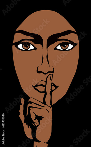 The finger shows quietly. Vector drawing