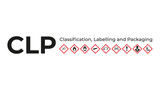 CLP - Classification, Labelling and Packaging. Background with GHS Hazard Symbol Sign