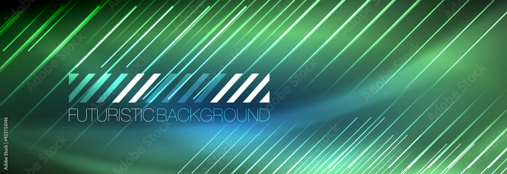 Neon glowing lines, magic energy and light motion background. Vector wallpaper template Neon glowing lines, magic energy and light motion background. Vector wallpaper template
