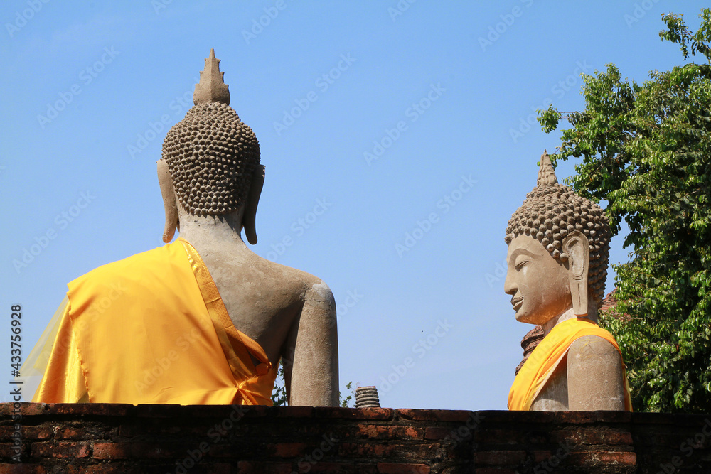 Fototapeta premium Old Temple Architecture , Wat Yai Chai Mongkol at Ayutthaya, Thailand.