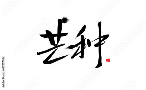 Handwritten calligraphy of Chinese character  Mangzhong 