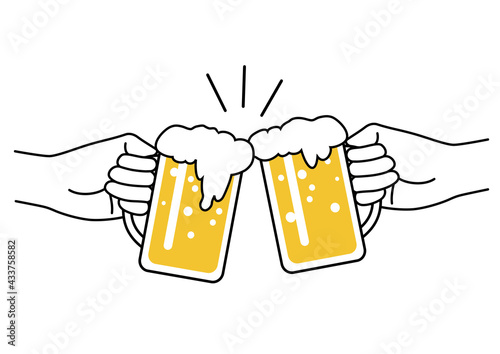 乾杯! ビールジョッキのイラスト