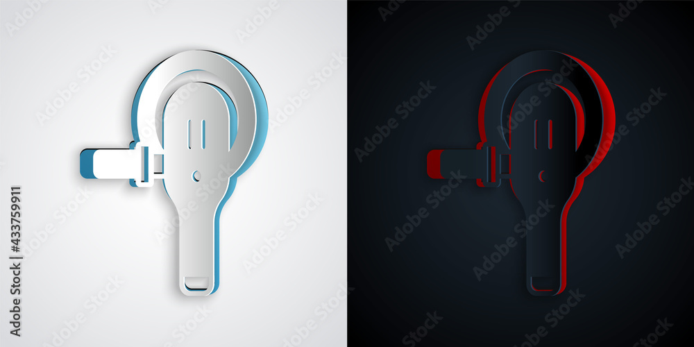 Paper cut Angle grinder icon isolated on grey and black background. Paper art style. Vector Paper cut Angle grinder icon isolated on grey and black background. Paper art style. Vector