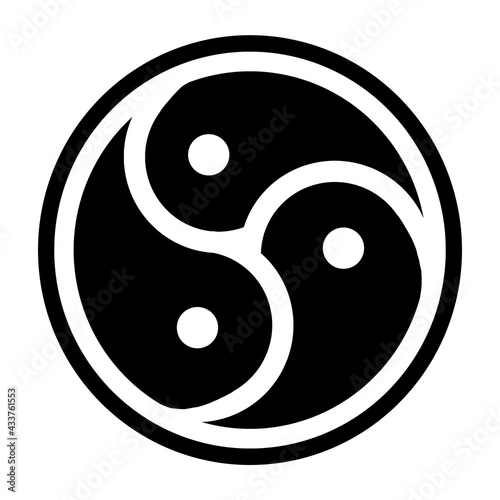 Triskele BDSM hand drawn symbol, icon. Sign subculture illustration. Isolated on white background