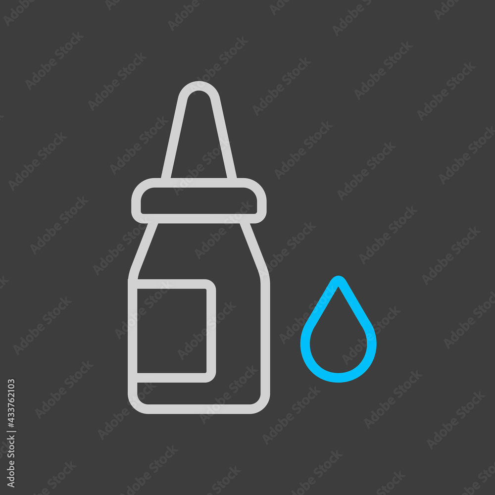 Eye drops vector icon on dark background Eye drops vector icon on dark background