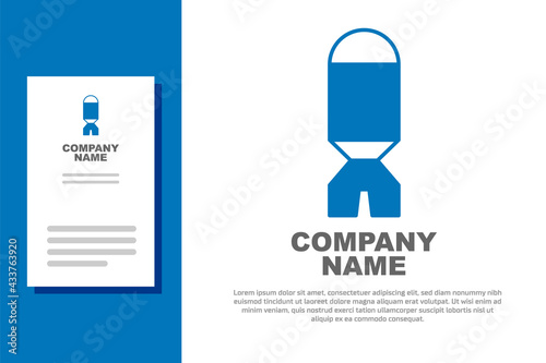 Blue Rocket launcher with missile icon isolated on white background. Logo design template element. Vector