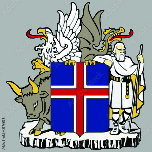 iceland coat arms mens retro poster design illustration vector Logo Vector Template Illustration Graphic Design design for documentation and printing