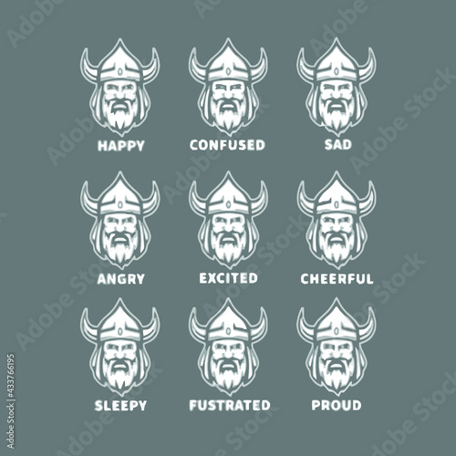 iceland viking emotions faces womens sport Logo Vector Template Illustration Graphic Design design for documentation and printing