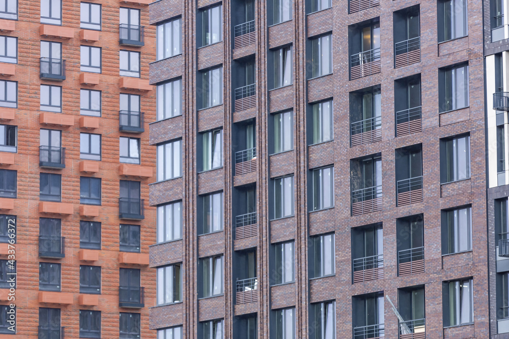 Multi-storey residential building built according to the city housing renovation program in Moscow. Russia Multi-storey residential building built according to the city housing renovation program in Moscow. Russia