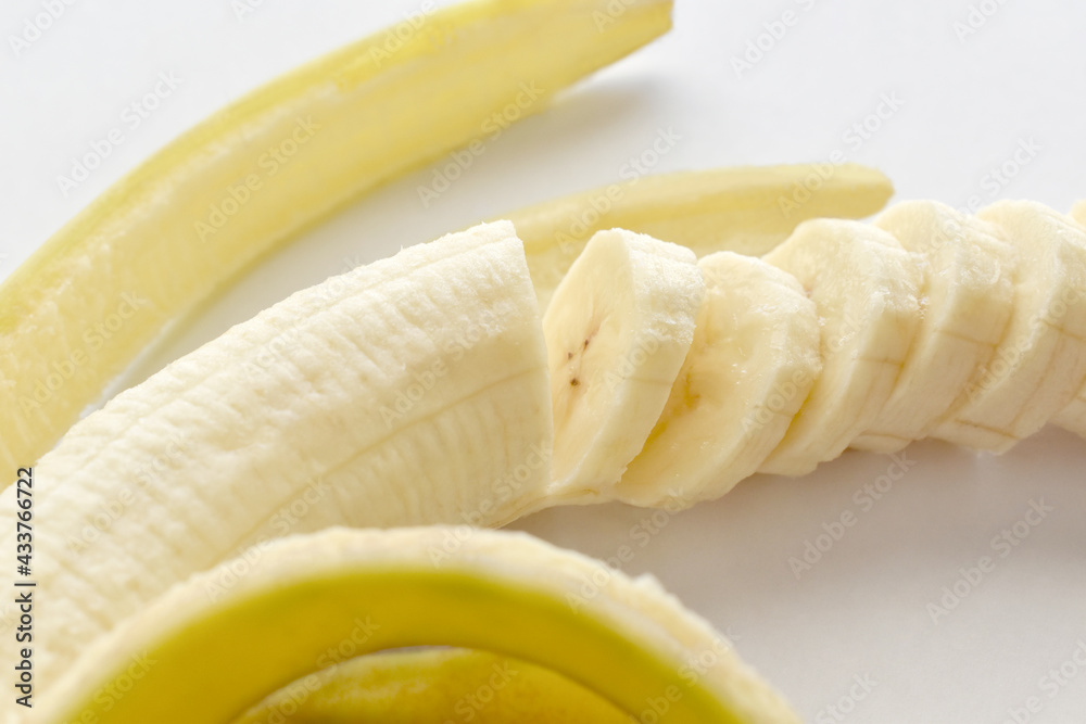 Banana slices on white background. Banana slices on white background.