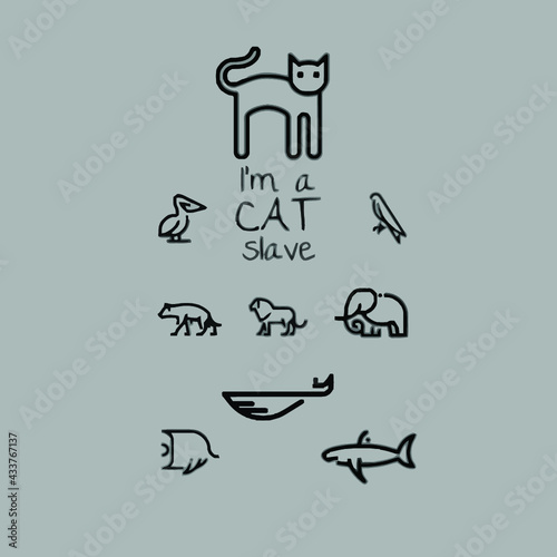im cat slave made for cat lover especially womens vintage sport Logo Vector Template Illustration Graphic Design design for documentation and printing