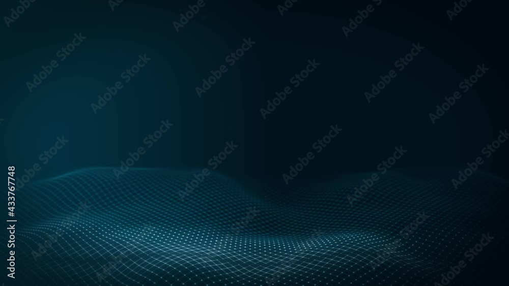 Abstract Network Mesh Waving Fx Background Loop/ 4k animation of an abstract fractal digital mesh background with blur focus seamless looping