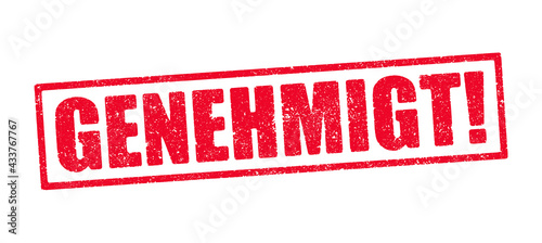 Vector illustration of the German word Genehmigt (Approved) in red ink stamp