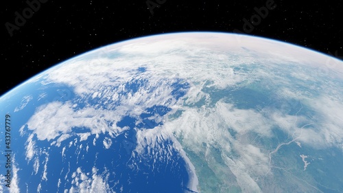 planet Earth from space, Earth satellite view, city lights from space 3D render	 photo