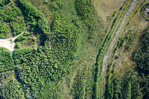 Landscapes of wild taiga in cold Russian Siberia