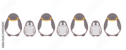 エンペラーペンギン親子交互のライン