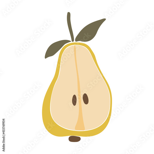 Abstract pear fruit vector, summer fruit illustration, boho pear vector
