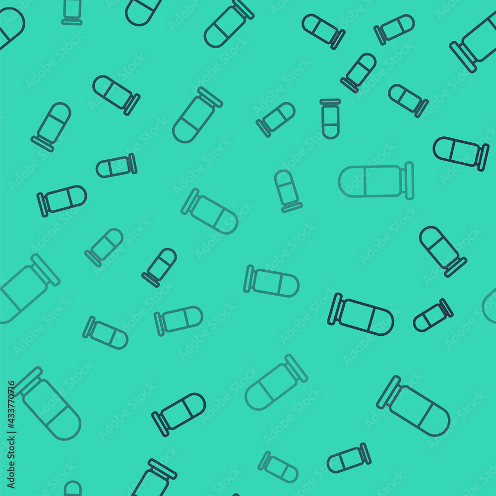 Black line Bullet icon isolated seamless pattern on green background. Vector Black line Bullet icon isolated seamless pattern on green background. Vector