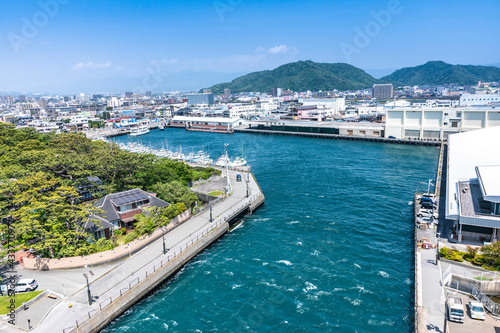 沼津港の大型展望水門「びゅうお」からの沼津港の眺望