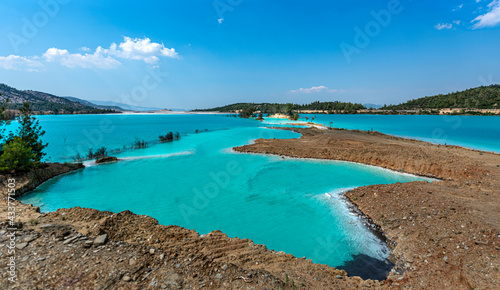 Yatagan blue lake, also known as Kuldagi Lake, has such a magnificent color, the sight is enchanted. However, there is such a truth behind this eye-catching turquoise , Kapubag, Yatagan, Mugla, Turkey