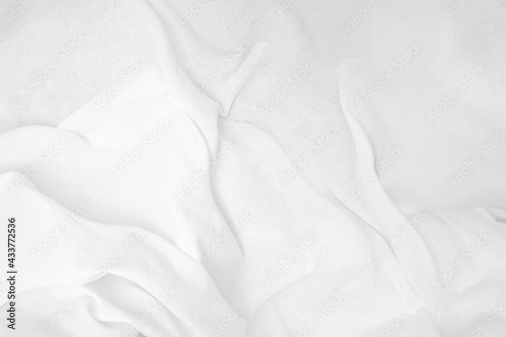 White fabric texture background, crumpled blanket, wrinkled Bedding Sheets