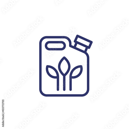 biofuel line icon with canister and plant