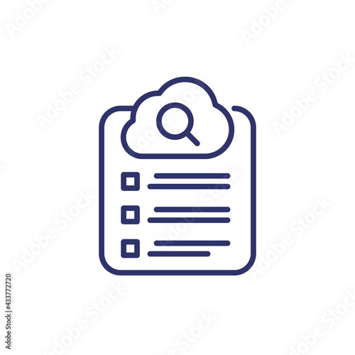 cloud search results line icon on white