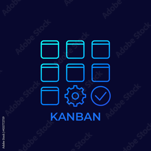 Kanban method line vector icon