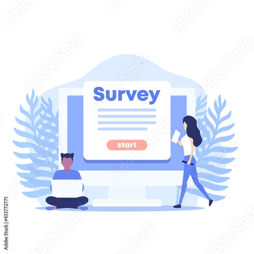 online survey vector illustration with women