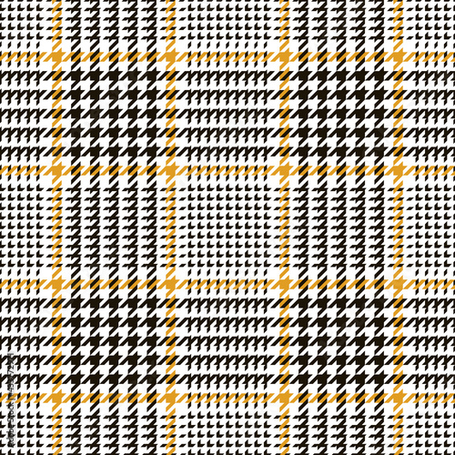 Glen plaid pattern seamless in yellow, dark brown, white. Seamless tartan check graphic background vector for dress, skirt, throw, other modern spring summer autumn everyday fashion textile design.