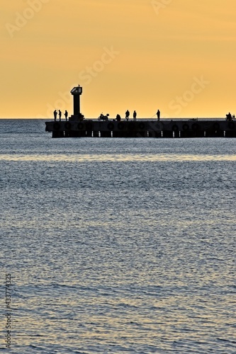 sunset , fishing