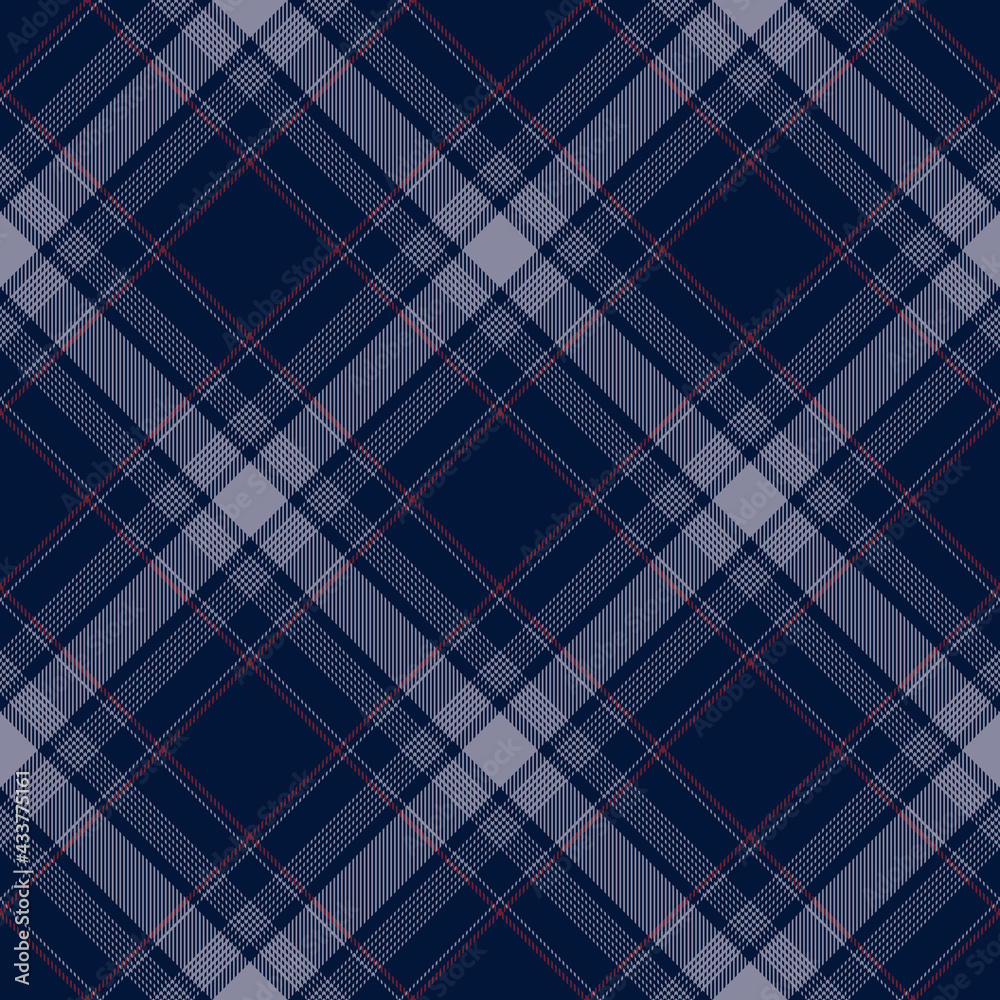 Tartan check plaid pattern ombre in navy blue, purple grey, dark red.  Seamless textured vector for spring autumn winter flannel shirt, skirt,  throw, blanket, other modern fashion textile print. Stock Vector